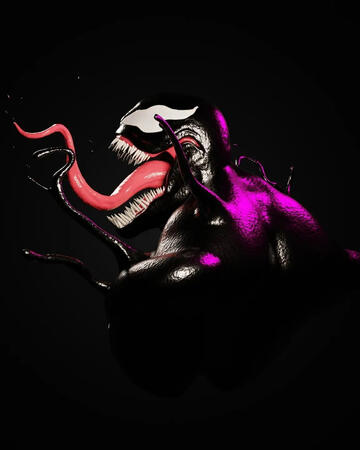 Venom bust sculpt. Rendered in Blender Eevee. Also did a white symbiote variation.